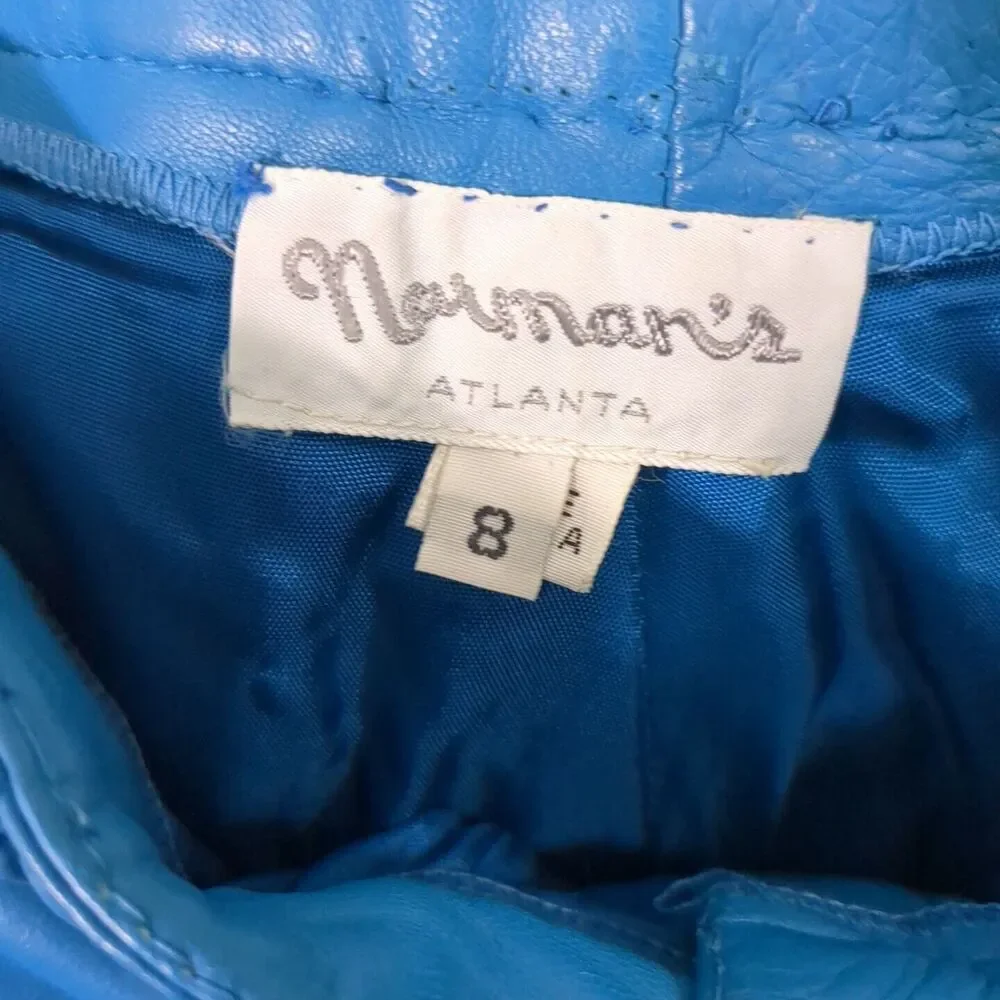Vintage Norman's Atlanta blue leather pants women's size 8